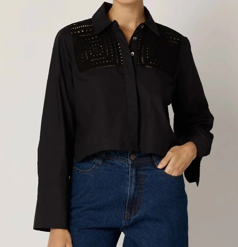 Sierra Blouse In Black Frilled Cuff Blouse
