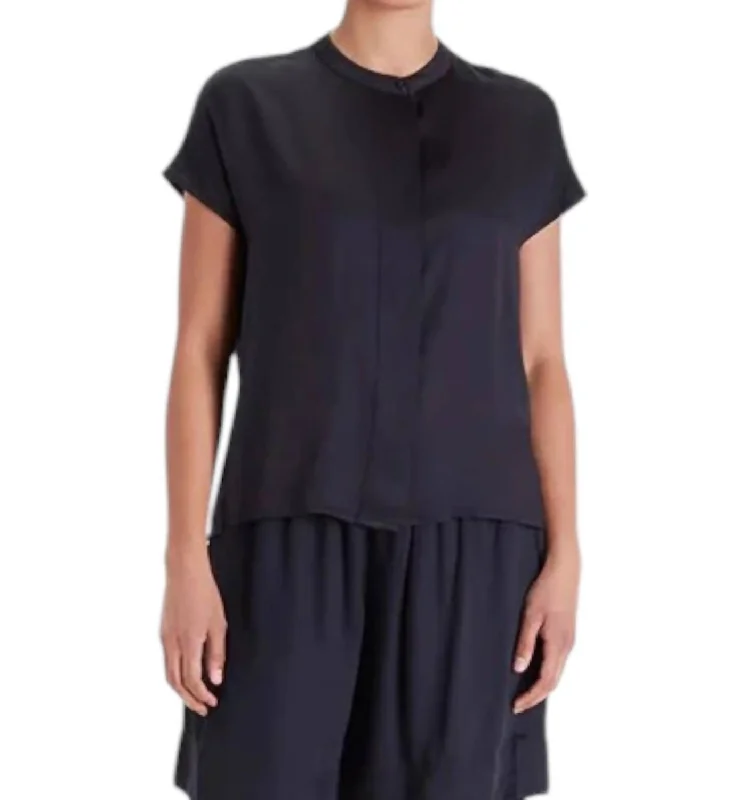 Betsy Blouse In Black Lightweight Linen Blouse