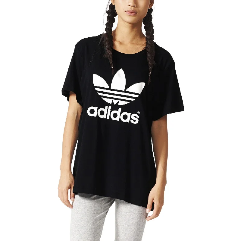 Adidas Originals Boyfriend Trefoil Women's T-Shirt Black/White-- Houndstooth Herringbone Solid Adidas Originals Boyfriend Trefoil Women's T-Shirt Black/White-- Houndstooth Herringbone Solid