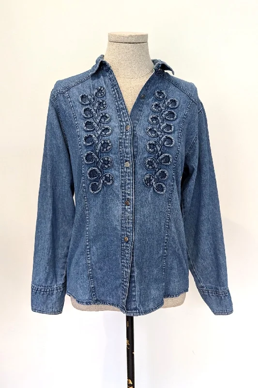 80s Vintage Wrangler Denim Shirt-- Hooded Caped Shawl Collar