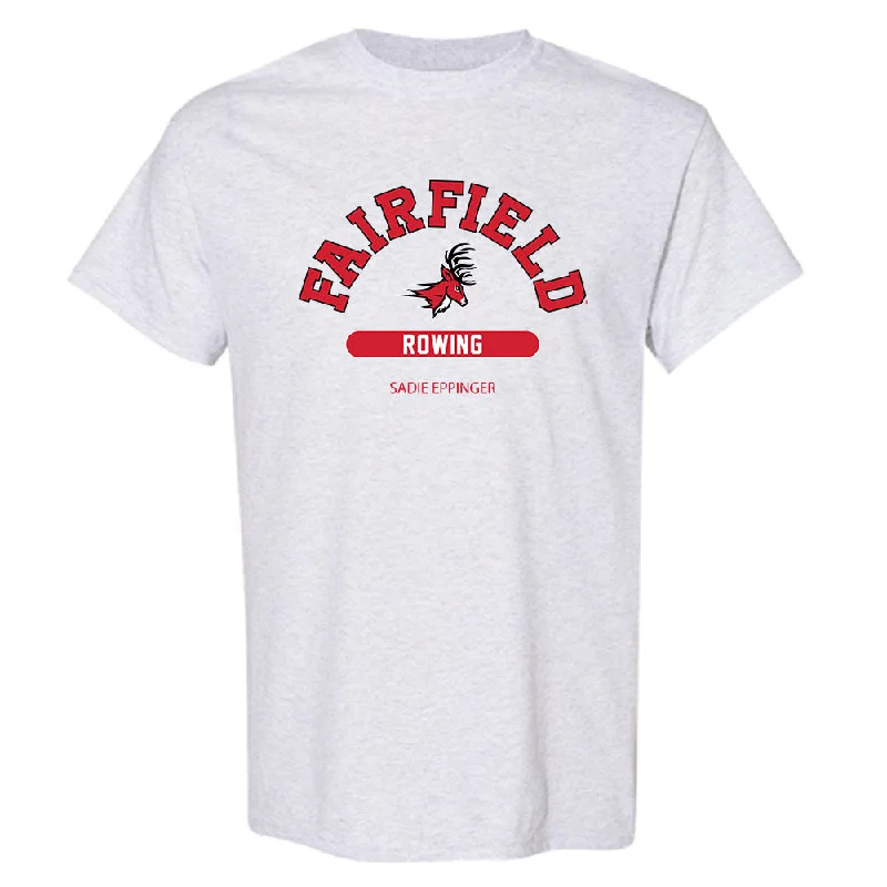 Fairfield - NCAA Women's Rowing : Sadie Eppinger - Classic Fashion Shersey T-Shirt-- Embroidered Appliqued Beaded Fairfield - NCAA Women's Rowing : Sadie Eppinger - Classic Fashion Shersey T-Shirt-- Embroidered Appliqued Beaded