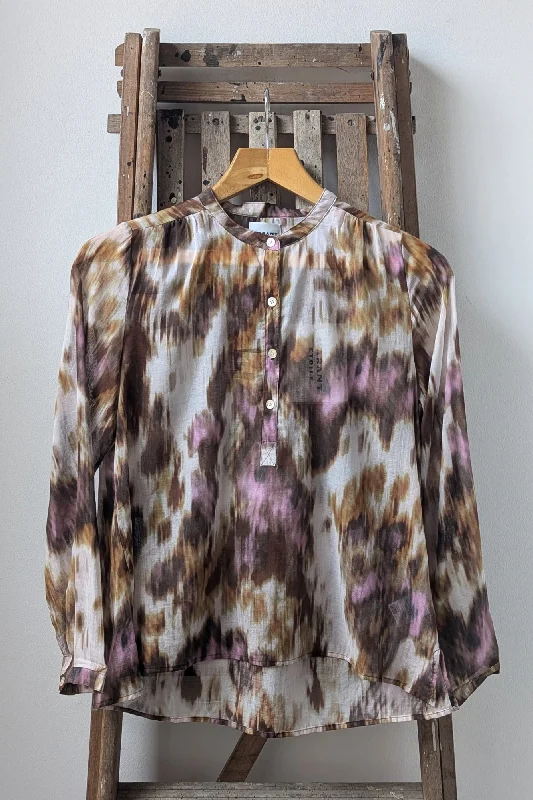 Maria Ecru & Ochre Cotton Blouse Delicate Bow Blouse