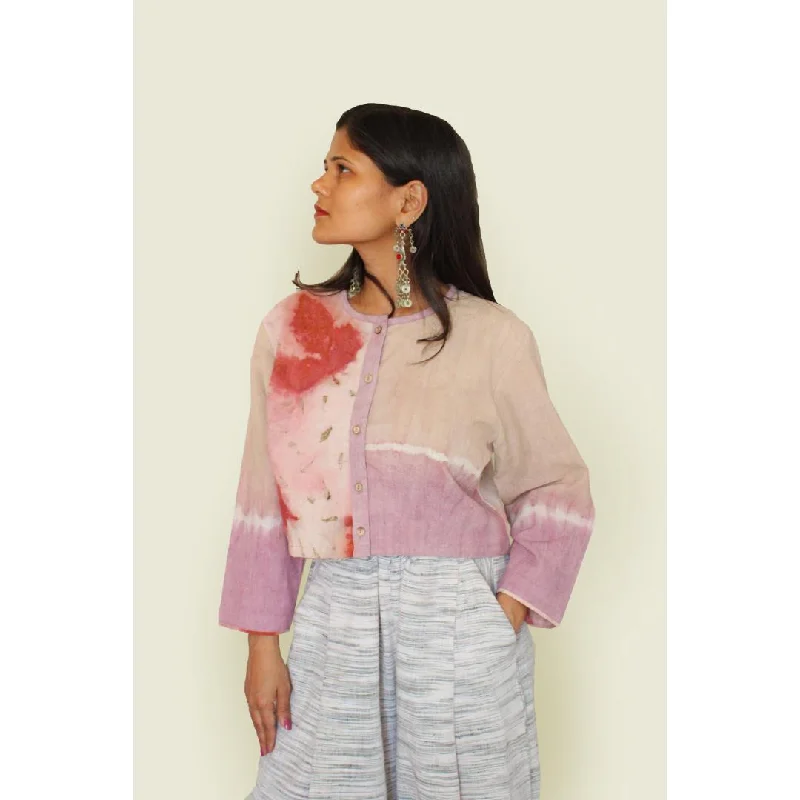 Bageeya " Ayur " Khadi Organic Cotton Blouse | Crafted with Sacred temple Marigolds and Ayurvedic Herbs Elegant Semi-Sheer Blouse