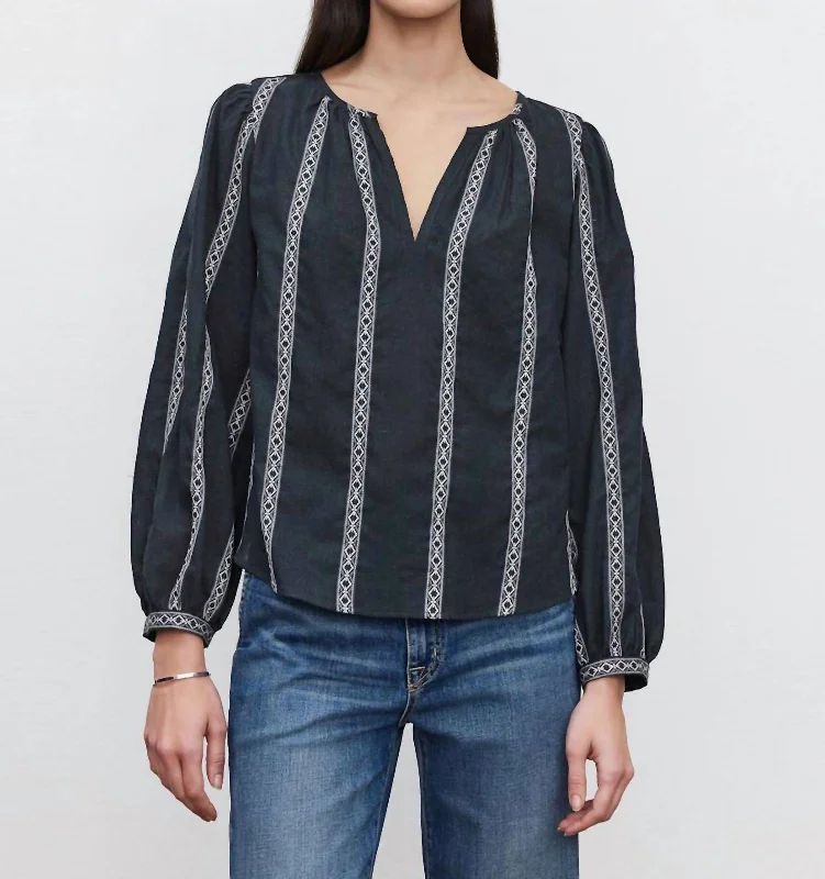 Raylee Blouse In Vintage Black Polished Work Blouse