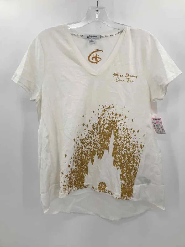 Pre-Owned Disney Ivory Size Medium Printed T-shirt-- Fitted T-Shirt Seamless Stretchy Pre-Owned Disney Ivory Size Medium Printed T-shirt-- Fitted T-Shirt Seamless Stretchy
