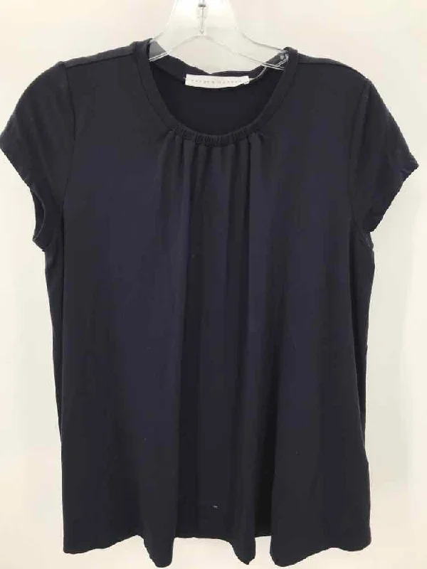 Pre-Owned Susana Monaco Navy Size Medium T-shirt-- Hooded Caped Shawl Collar