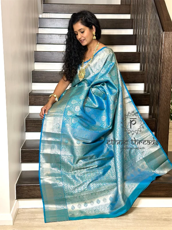 Kanchipuram Semi Silk Saree with Pre stitched Blouse Modern Oversized Blouse