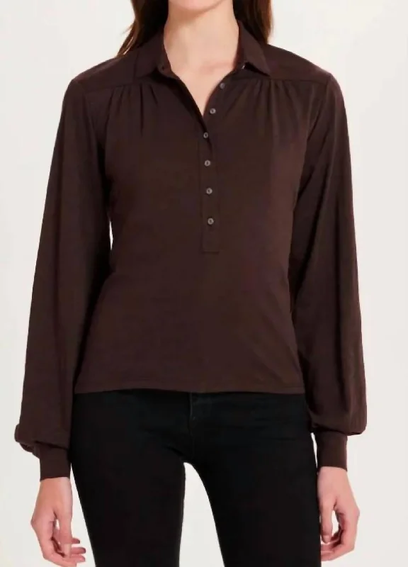 Willow Blouse In Coffee High Neck Blouse