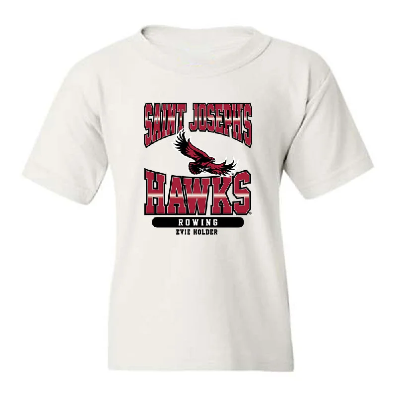 St. Joe's - NCAA Women's Rowing : Evie Holder - Sport Shersey Youth T-Shirt-- Denim Fabric Leather Fabric Suede Fabric St. Joe's - NCAA Women's Rowing : Evie Holder - Sport Shersey Youth T-Shirt-- Denim Fabric Leather Fabric Suede Fabric