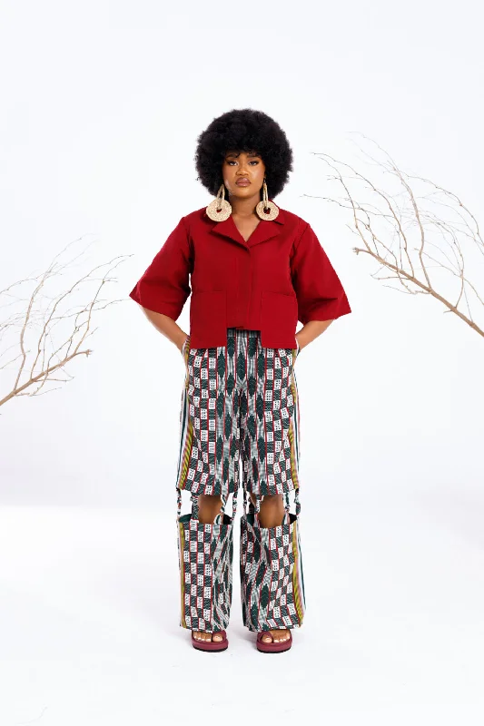 Atuche Ama Asoke set, with a loose-fit crop shirt and pents-- V-Neck T-Shirt Long Sleeve Cotton Atuche Ama Asoke set, with a loose-fit crop shirt and pents-- V-Neck T-Shirt Long Sleeve Cotton