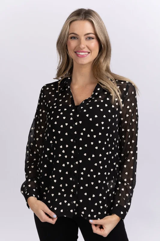 L'AGENCE Laurent Blouse in Black Ivory Embroidered Floral Blouse