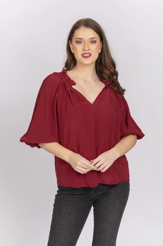 Gilner Farrar Ellie Blouse in Ruby Elegant Office Blouse