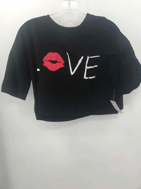Pre-Owned Nikki B Black Size Small Printed T-shirt-- Fashionable Trendy Casual