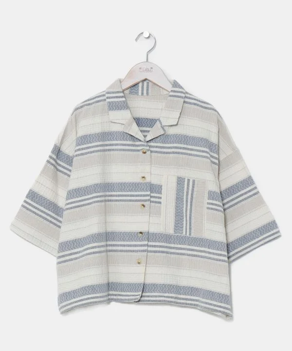 SURF＆Palms Cropped Shirt-- Front Pockets Side Pockets Patch Pockets