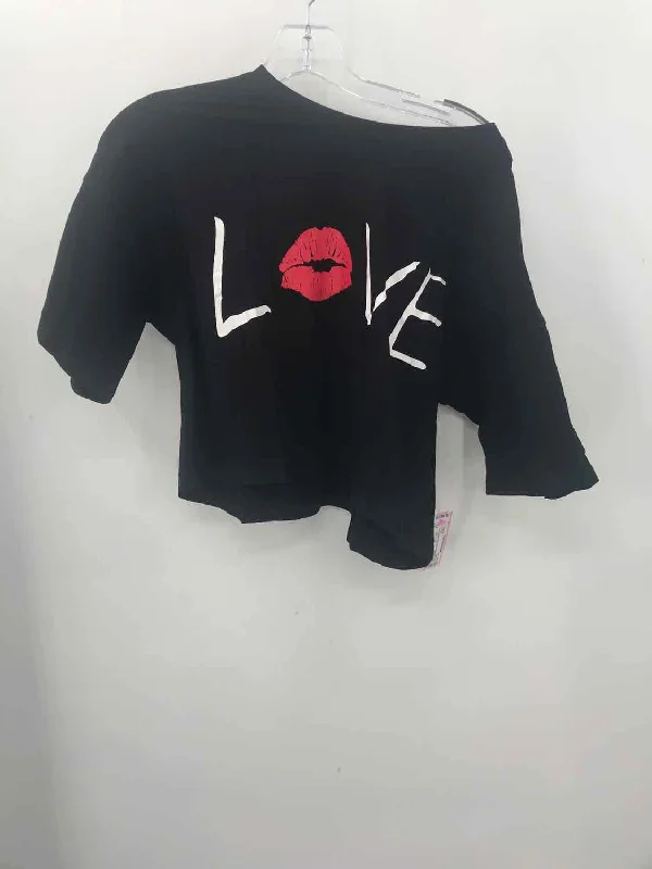 Pre-Owned Nikki B Black Size Small Printed T-shirt-- Beaded Sequined Faux Fur