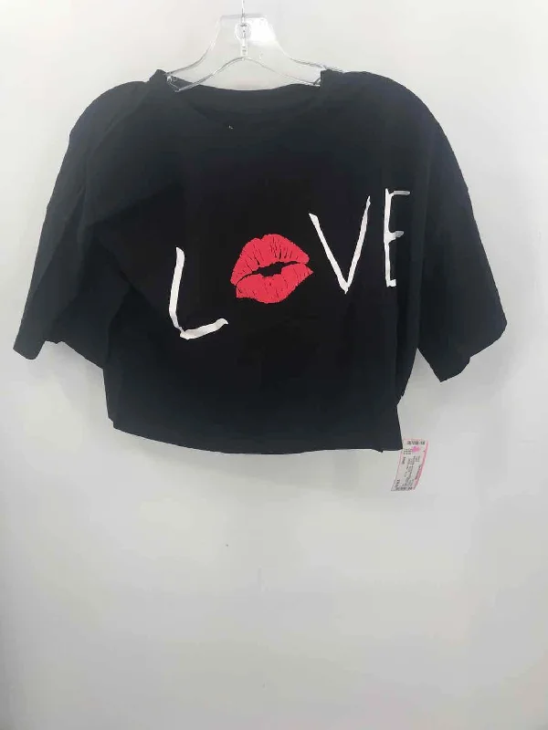 Pre-Owned Nikki B Black Size Small Printed T-shirt-- Houndstooth Herringbone Solid