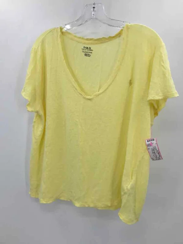 Pre-Owned Polo Ralph Lauren Yellow Size XL T-shirt-- Lace Blend Ribbed Blend Corduroy Blend Pre-Owned Polo Ralph Lauren Yellow Size XL T-shirt-- Lace Blend Ribbed Blend Corduroy Blend