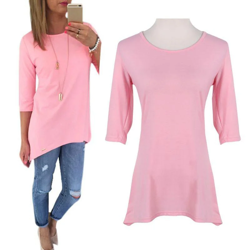 Women Fashion Long Tops Blouse Shirt 3/4 Sleeve Ladies Beach BOHO Mini Dress Semi-Sheer Blouse Women Fashion Long Tops Blouse Shirt 3/4 Sleeve Ladies Beach BOHO Mini Dress Semi-Sheer Blouse