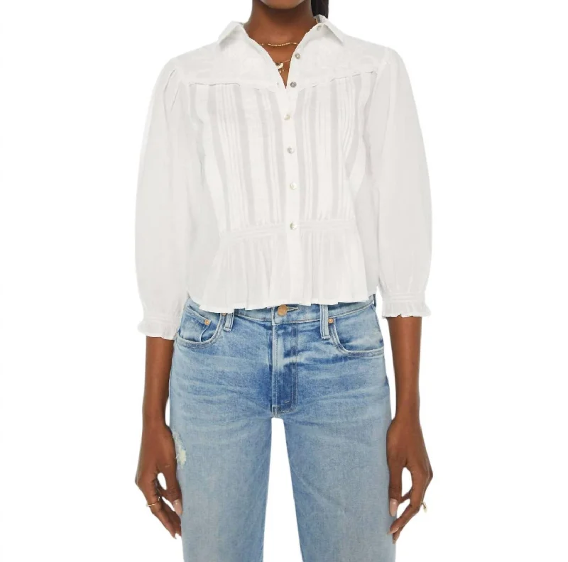 Tucks And Gathers Blouse In Bright White Office Formal Blouse