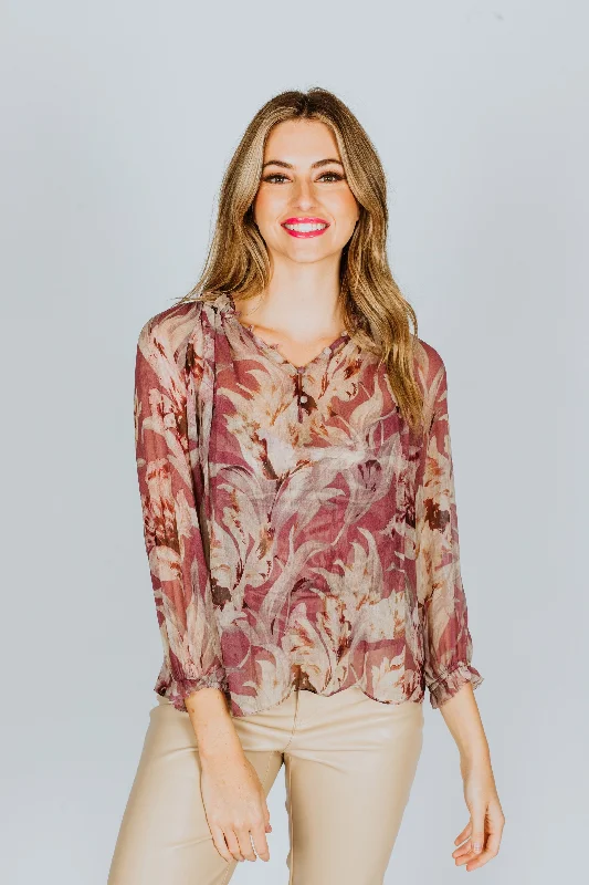 Christy Lynn Karla Blouse Calla Lily Elegant Peplum Blouse
