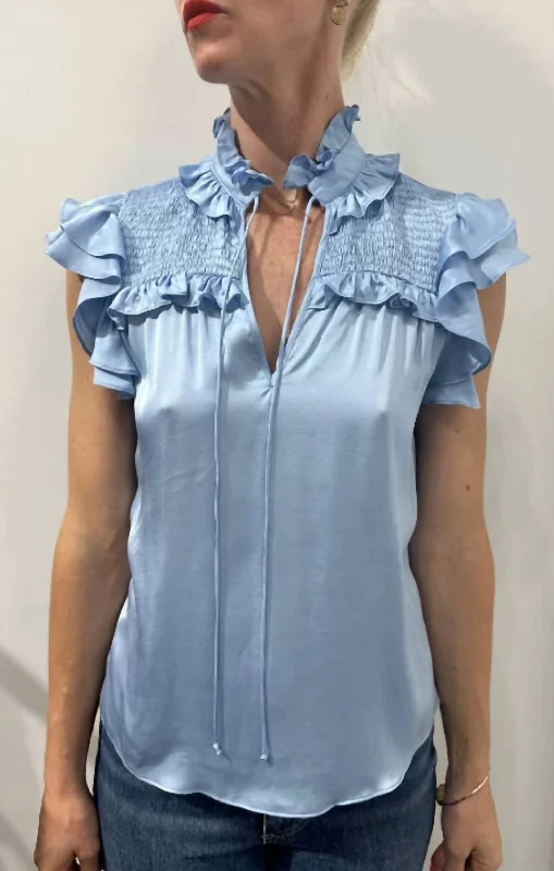 Sienna Blouse In Sky Blue Feminine Pastel Blouse