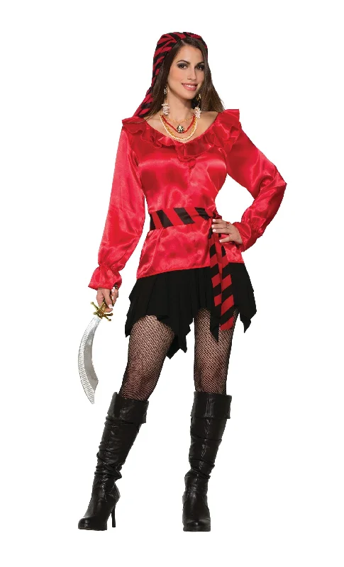 Pirate Lady Red Blouse Adult Costume Uk Size 14 16 Soft Pastel Blouse