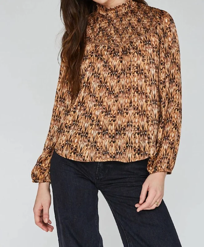 Inez Blouse In Ochre Glimmer Elegant Silk Blouse
