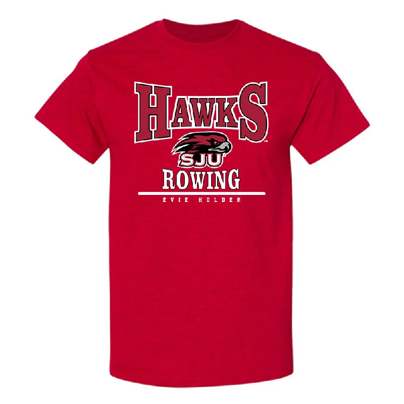 St. Joe's - NCAA Women's Rowing : Evie Holder - Classic Fashion Shersey T-Shirt-- Houndstooth Herringbone Solid St. Joe's - NCAA Women's Rowing : Evie Holder - Classic Fashion Shersey T-Shirt-- Houndstooth Herringbone Solid