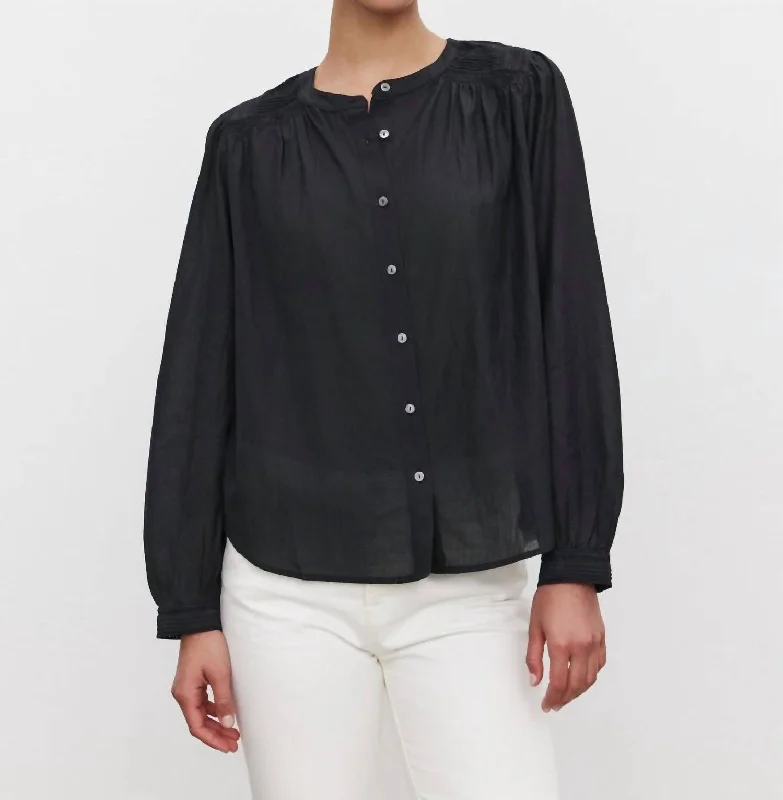 Holly Blouse In Black Sheer Sleeve Blouse