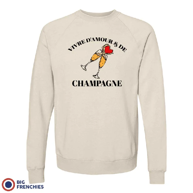 Vivre D'amour & de Champagne Women's Organic Cotton Sweatshirt Hoodie with Neon Bright Vibrant Vivre D'amour & de Champagne Women's Organic Cotton Sweatshirt Hoodie with Neon Bright Vibrant