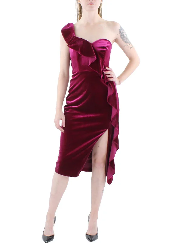 Womens Velvet One Shoulder Cocktail and Party Dress Tunics Favorite customer