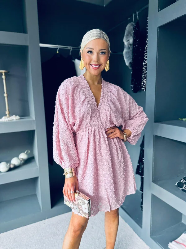 Jennifer Detailed Mini Dress Pwr Pink Cozy Long Sleeve Mini Dress