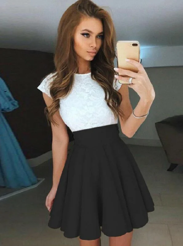 Lace Party Cocktail Mini Dresses Cap Sleeves Prom Dress OM243 Trendy Crossover Mini Dress Lace Party Cocktail Mini Dresses Cap Sleeves Prom Dress OM243 Trendy Crossover Mini Dress