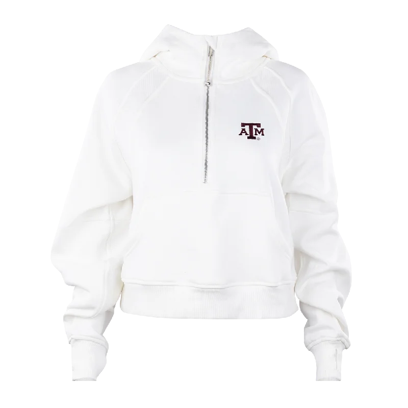 Texas A&M White Half Zip Hoodie Graphic Hoodie Design Print