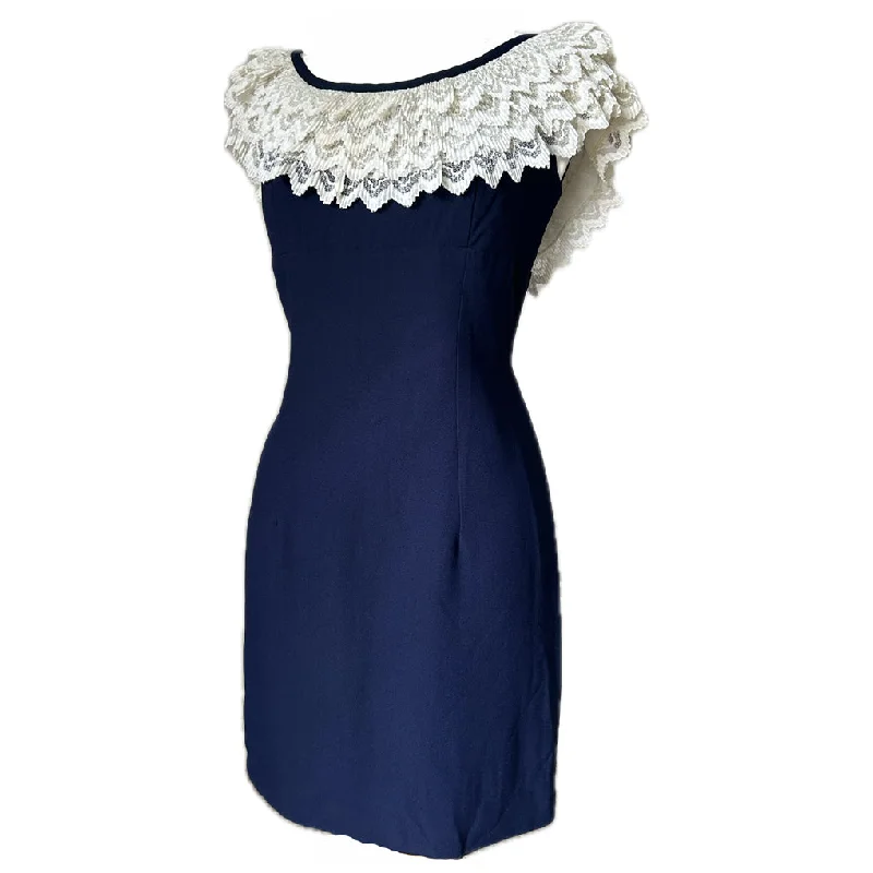 Blanes navy blue vintage 1960s mini dress with layered lace collar Comfortable Shift Mini Dress Blanes navy blue vintage 1960s mini dress with layered lace collar Comfortable Shift Mini Dress