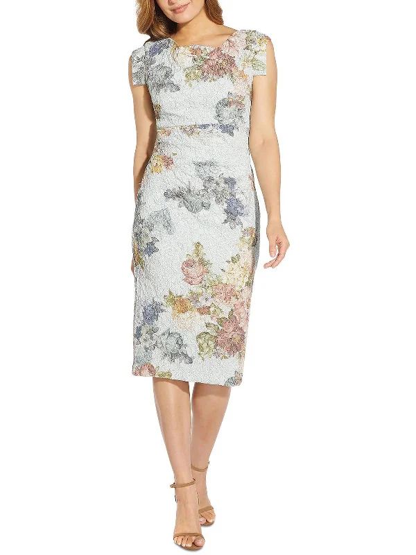 Womens Metallic Midi Cocktail and Party Dress Tunics Print Colorful