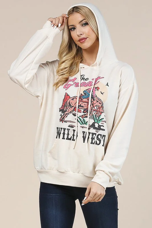 Women's The Great Wild West Graphic Hoodie Hoodie with Oversized Fit Loose Comfortable Women's The Great Wild West Graphic Hoodie Hoodie with Oversized Fit Loose Comfortable