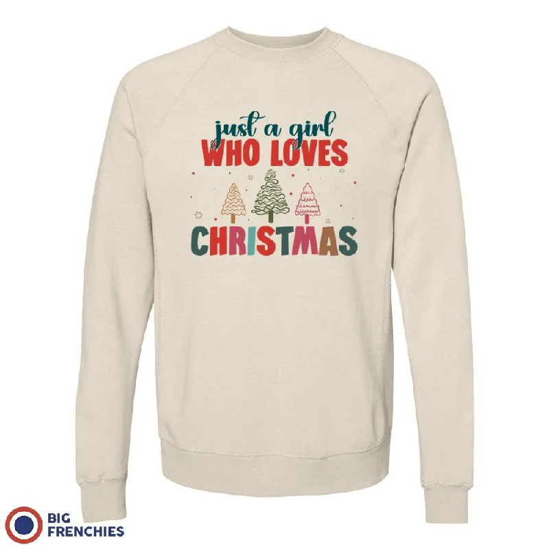 Just A Girl Who Loves Christmas Women's Organic Cotton Sweatshirt Hoodie with Hem Contrast Bold Stylish Just A Girl Who Loves Christmas Women's Organic Cotton Sweatshirt Hoodie with Hem Contrast Bold Stylish