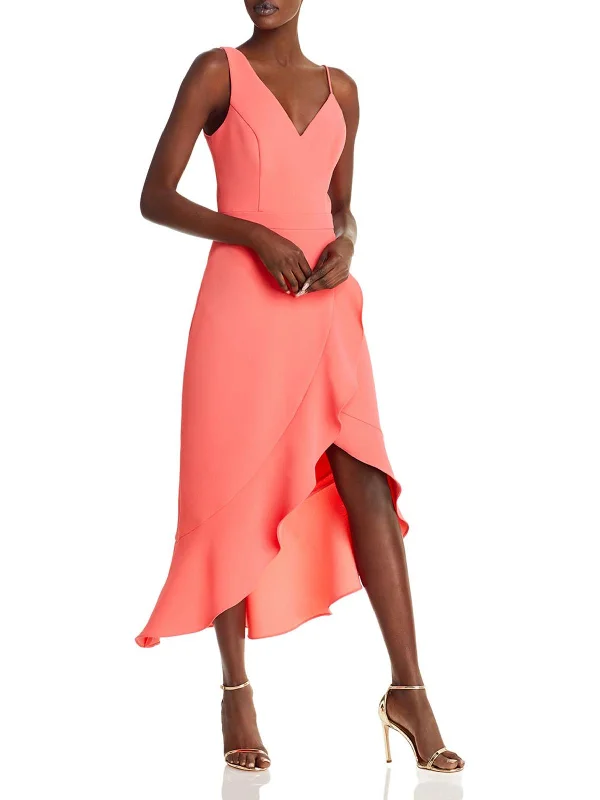 Womens Ruffled Midi Cocktail and Party Dress Tunics Favorite customer