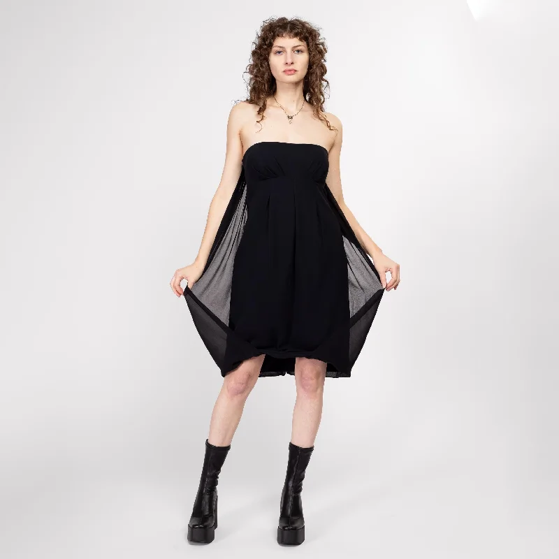 Medium Y2K Nicole Miller Black Bubble Party Dress Size 8 Square Neckline Feminine