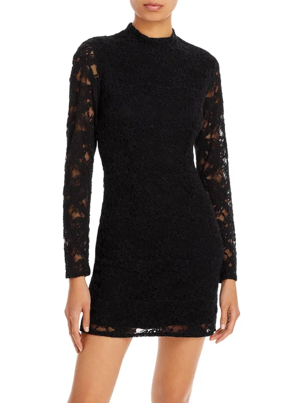 Vezza Womens Lace Long Sleeves Cocktail and Party Dress Tunics Stylish elegant
