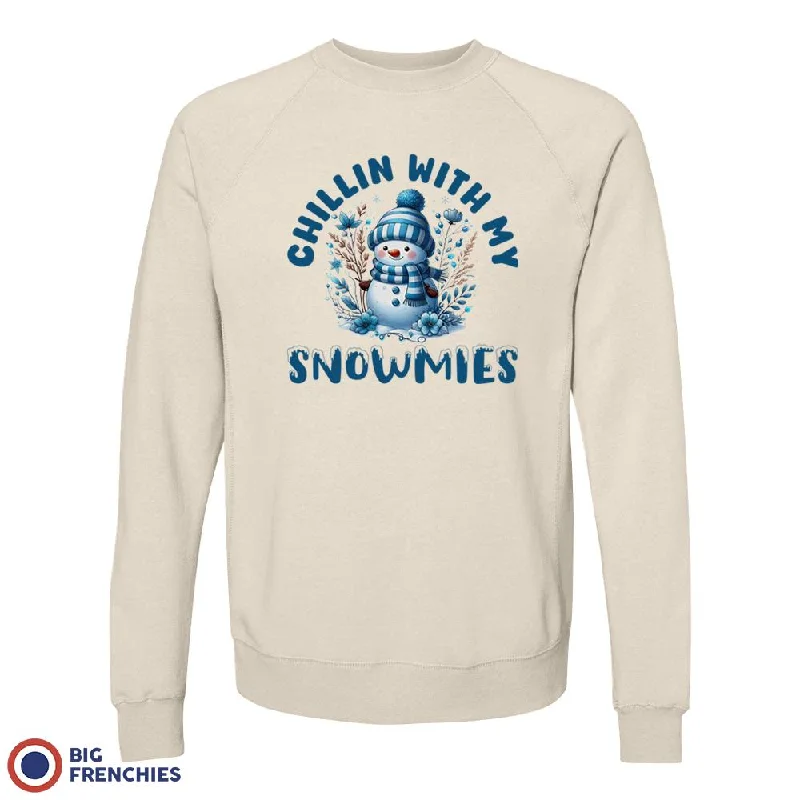Chilling With My Snowmies Christmas Unisex Organic Cotton Sweatshirt Hoodie with Front Slit Layering Stylish Chilling With My Snowmies Christmas Unisex Organic Cotton Sweatshirt Hoodie with Front Slit Layering Stylish