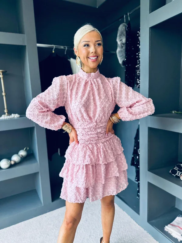 Michelle Detailed Mini Dress Pwr Pink Chic Puff Sleeve Mini Dress