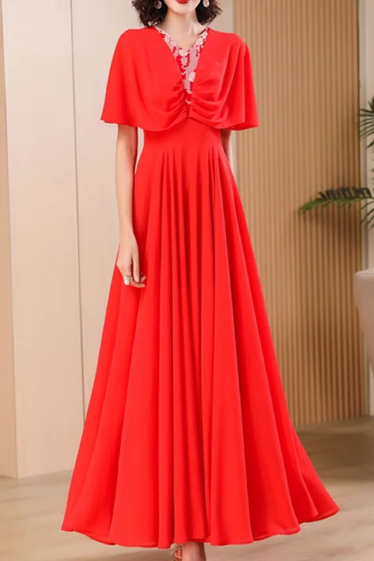 Prom red womens summer cocktail dress 5048 Tunics Silk luxurious