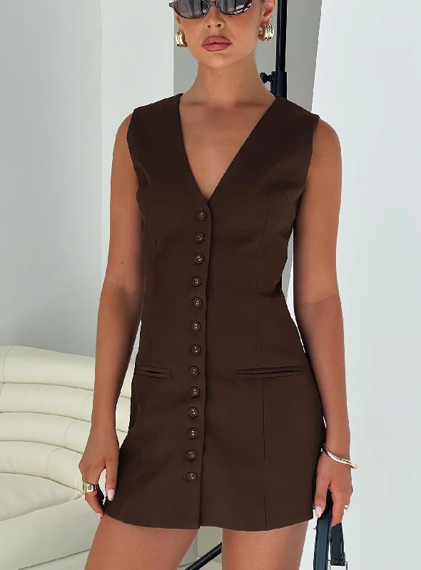 Laire Mini Dress Chocolate Cozy Cotton Mini Dress