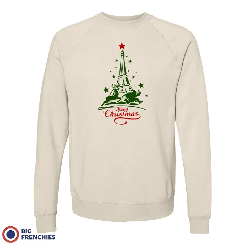 Christmas Eiffel Tower Unisex Organic Cotton Sweatshirt Hoodie with Pocket Utility Practical Christmas Eiffel Tower Unisex Organic Cotton Sweatshirt Hoodie with Pocket Utility Practical