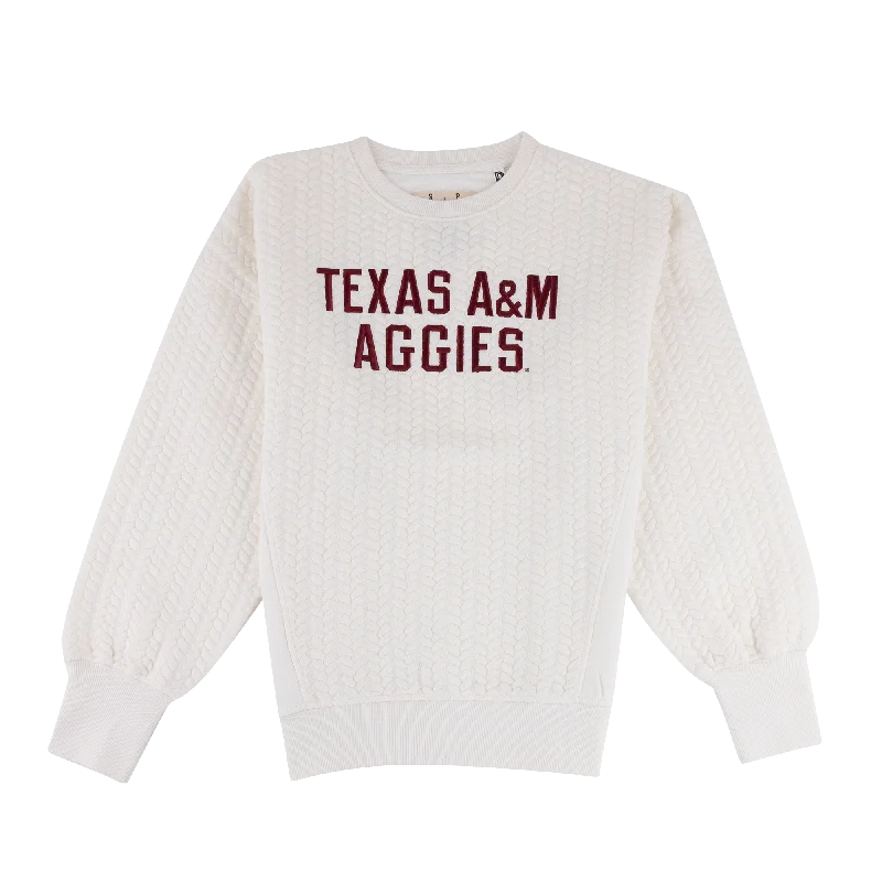 Texas A&M Aggies Roxbury Cable Knit Sweatshirt Hooded Sweatshirt Casual Wear Street Style Texas A&M Aggies Roxbury Cable Knit Sweatshirt Hooded Sweatshirt Casual Wear Street Style