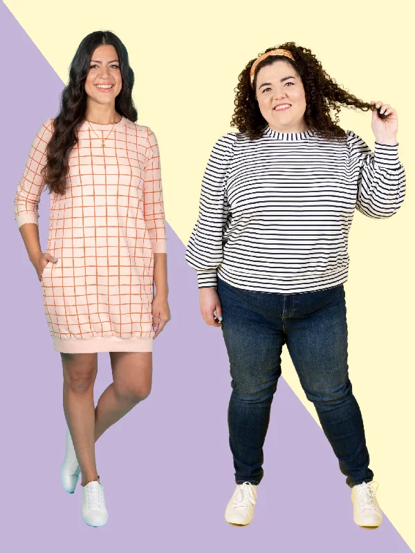 Tilly and the Buttons - Billie Sweatshirt and Dress Sewing Pattern Hoodie with Set-In Sleeves Structured Classic Tilly and the Buttons - Billie Sweatshirt and Dress Sewing Pattern Hoodie with Set-In Sleeves Structured Classic