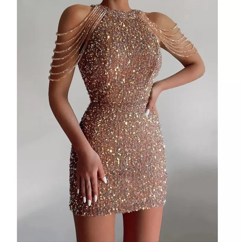 Sexy Sequin Mini Dress Classic White Mini Dress