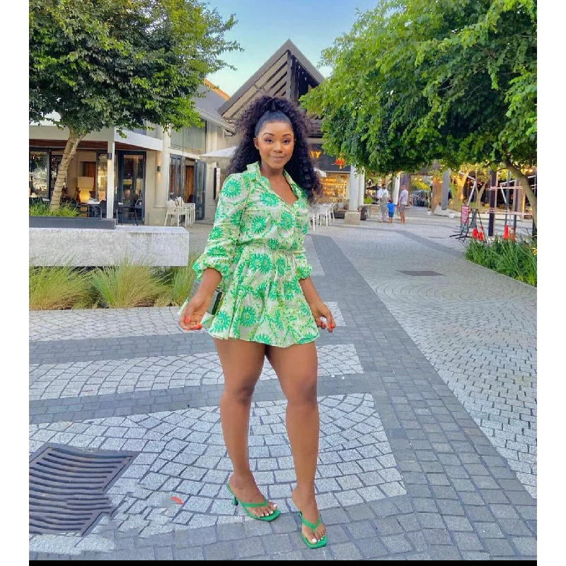 V-Neck Floral Print Mini Dress Elegant Off-Shoulder Dress Mini